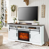 68" Farmhouse TV Stand with 23" Insert Opening Electric Fireplace-Parc Decor