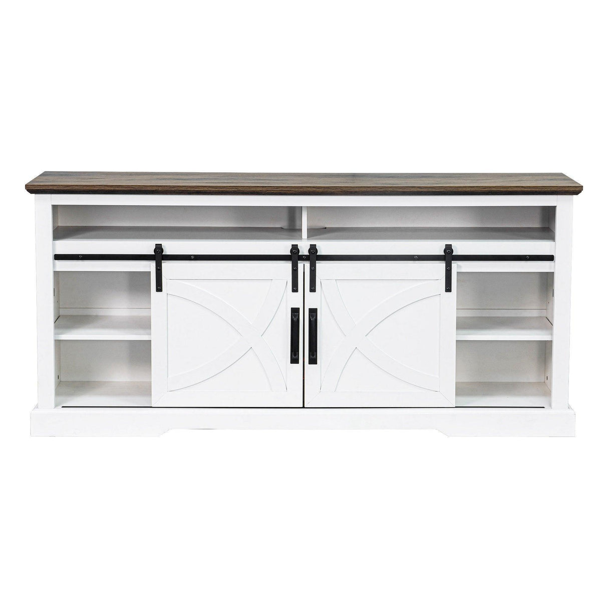 68" Farmhouse TV Stand with 23" Insert Opening Electric Fireplace-Parc Decor