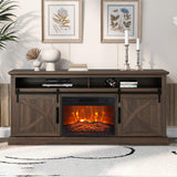 68" Farmhouse TV Stand with 23" Insert Opening Electric Fireplace-Parc Decor