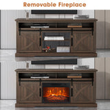 68" Farmhouse TV Stand with 23" Insert Opening Electric Fireplace-Parc Decor