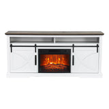 68" Farmhouse TV Stand with 23" Insert Opening Electric Fireplace-Parc Decor