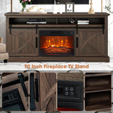 68" Farmhouse TV Stand with 23" Insert Opening Electric Fireplace-Parc Decor
