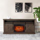 68" Farmhouse TV Stand with 23" Insert Opening Electric Fireplace-Parc Decor