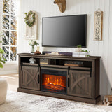 68" Farmhouse TV Stand with 23" Insert Opening Electric Fireplace-Parc Decor
