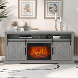 68" Farmhouse TV Stand with 23" Insert Opening Electric Fireplace-Parc Decor