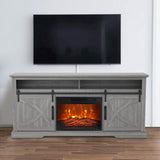 68" Farmhouse TV Stand with 23" Insert Opening Electric Fireplace-Parc Decor