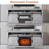 68" Farmhouse TV Stand with 23" Insert Opening Electric Fireplace-Parc Decor