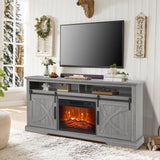 68" Farmhouse TV Stand with 23" Insert Opening Electric Fireplace-Parc Decor