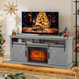 68" Farmhouse TV Stand with 23" Insert Opening Electric Fireplace-Parc Decor