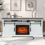 68" Farmhouse TV Stand with 23" Insert Opening Electric Fireplace-Parc Decor