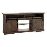 68" Farmhouse TV Stand with Double Sliding Barn Doors for Living Room-Parc Decor
