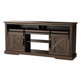 68" Farmhouse TV Stand with Double Sliding Barn Doors for Living Room-Parc Decor