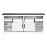 68" Farmhouse TV Stand with Double Sliding Barn Doors for Living Room-Parc Decor