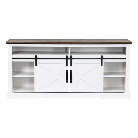 68" Farmhouse TV Stand with Double Sliding Barn Doors for Living Room-Parc Decor