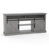 68" Farmhouse TV Stand with Double Sliding Barn Doors for Living Room-Parc Decor