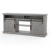 68" Farmhouse TV Stand with Double Sliding Barn Doors for Living Room-Parc Decor