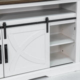 68" Farmhouse TV Stand with Double Sliding Barn Doors for Living Room-Parc Decor
