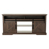 68" Farmhouse TV Stand with Double Sliding Barn Doors for Living Room-Parc Decor