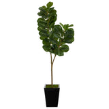 68” Fiddle leaf Fig Artificial Tree in Black Metal Planter-Parc Decor