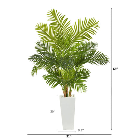 68” Hawaii Palm Artificial Tree in Tall White Planter-Parc Decor