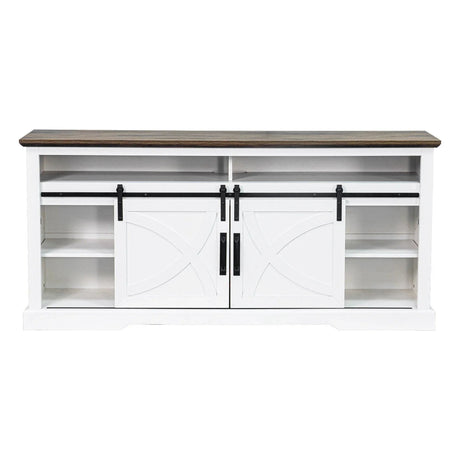 68" Farmhouse TV Stand with 23" Insert Opening Electric Fireplace
