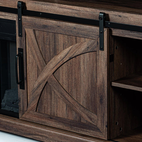 68" Farmhouse TV Stand with 23" Insert Opening Electric Fireplace