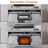 68" Farmhouse TV Stand with 23" Insert Opening Electric Fireplace