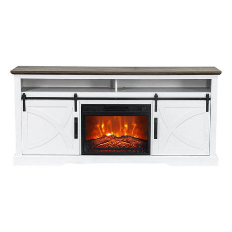 68" Farmhouse TV Stand with 23" Insert Opening Electric Fireplace