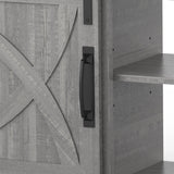 68" Farmhouse TV Stand with Double Sliding Barn Doors for Living Room