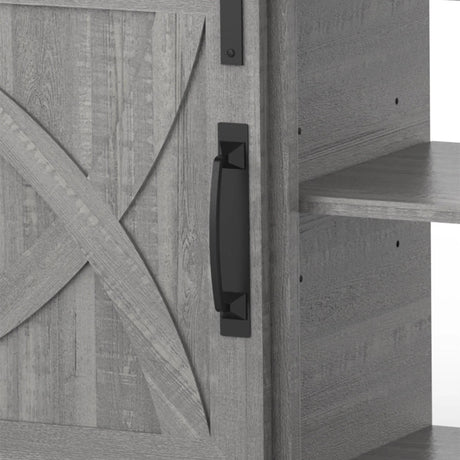 68" Farmhouse TV Stand with Double Sliding Barn Doors for Living Room