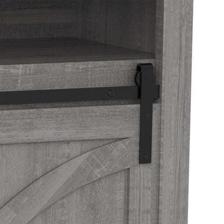 68" Farmhouse TV Stand with Double Sliding Barn Doors for Living Room