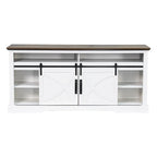 68" Farmhouse TV Stand with Double Sliding Barn Doors for Living Room