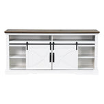 68" Farmhouse TV Stand with Double Sliding Barn Doors for Living Room
