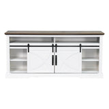 68" Farmhouse TV Stand with Double Sliding Barn Doors for Living Room