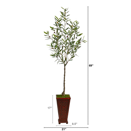 69” Olive Artificial Tree in Decorative Planter-Parc Decor