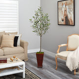 69” Olive Artificial Tree in Decorative Planter-Parc Decor