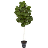 6.5’ Fiddle Leaf Artificial Tree With Decorative Planter-Parc Decor