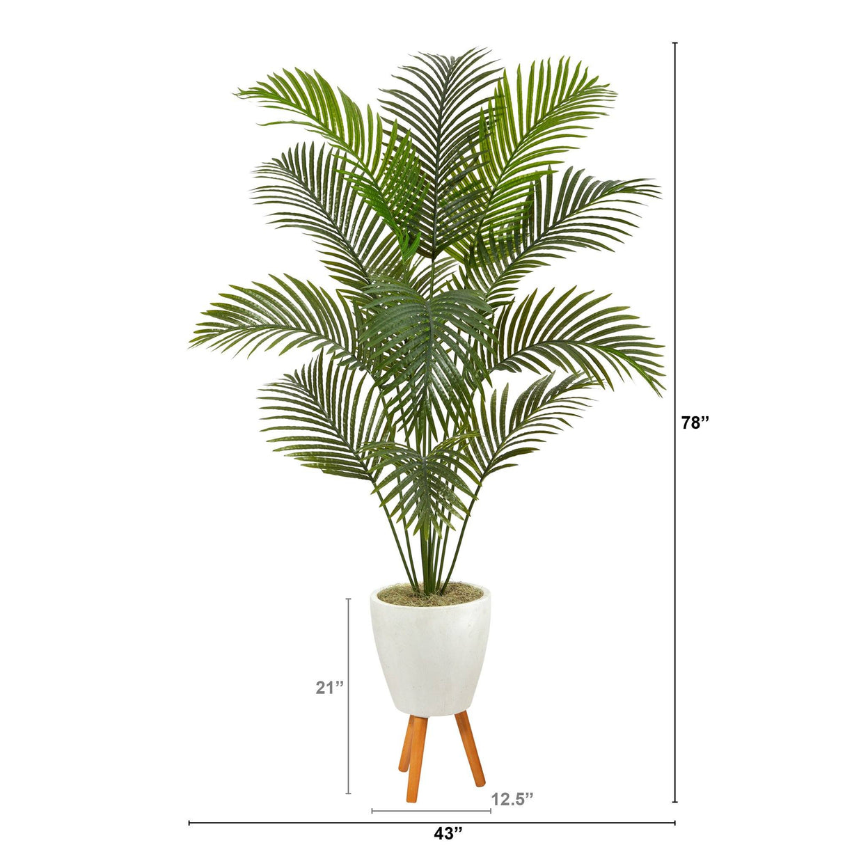 6.5’ Golden Cane Artificial Palm Tree in White Planter with Stand-Parc Decor