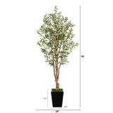 6.5’ Olive Artificial Tree in Black Metal Planter-Parc Decor