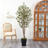 6.5’ Olive Artificial Tree in Black Metal Planter-Parc Decor