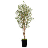 6.5’ Olive Artificial Tree in Black Metal Planter-Parc Decor