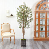6.5’ Olive Artificial Tree in Ribbed Metal Planter-Parc Decor