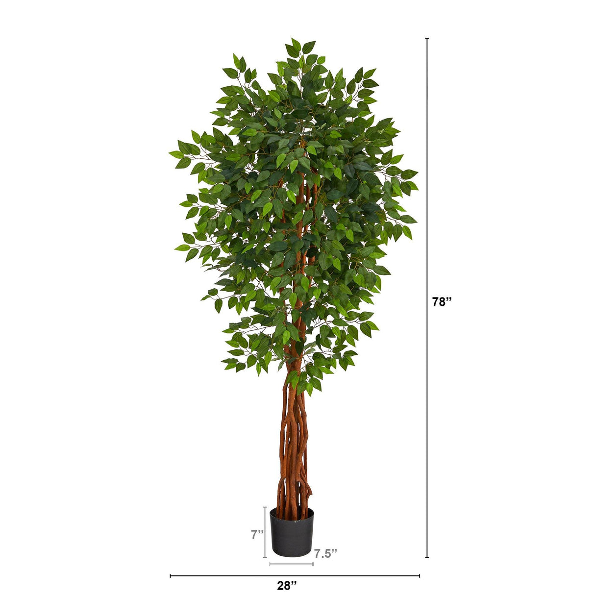 6.5’ Super Deluxe Ficus Artificial Tree with Natural Trunk-Parc Decor