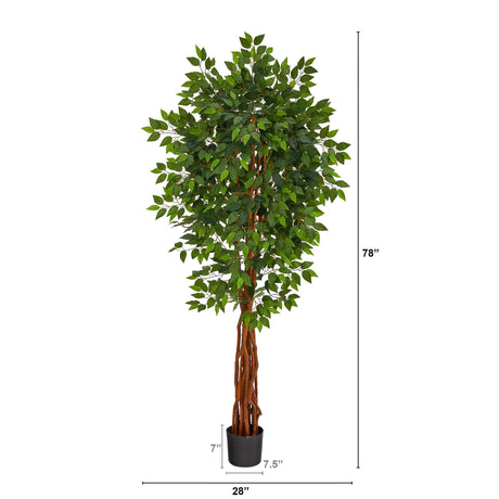 6.5’ Super Deluxe Ficus Artificial Tree with Natural Trunk-Parc Decor