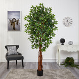 6.5’ Super Deluxe Ficus Artificial Tree with Natural Trunk-Parc Decor