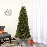6.5' Cashmere Slim Artificial Christmas Tree with 350 Warm White Lights and 660 Bendable Branches-Christmas Tree-Parc Decor