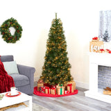 6.5' Cashmere Slim Artificial Christmas Tree with 350 Warm White Lights and 660 Bendable Branches-Christmas Tree-Parc Decor
