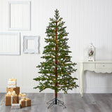 6.5' Fairbanks Fir Artificial Christmas Tree with 250 Clear Warm (Multifunction) LED Lights and 208 Bendable Branches-Christmas Tree-Parc Decor