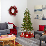 6.5' Fairbanks Fir Artificial Christmas Tree with 250 Clear Warm (Multifunction) LED Lights and 208 Bendable Branches-Christmas Tree-Parc Decor