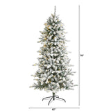 6.5’ Flocked Livingston Fir Artificial Christmas Tree with Pine Cones and 300 Clear Warm LED Lights-Christmas Tree-Parc Decor